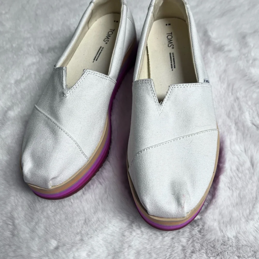 Toms Women's White Platforms with Multicolor Sole